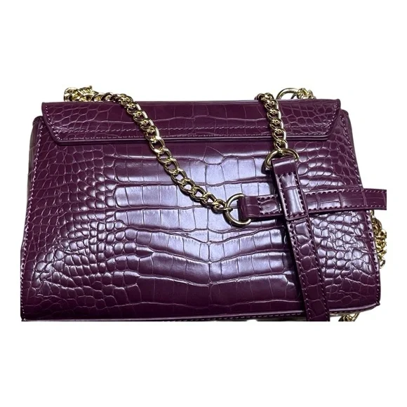 NWT MOSCHINO Croc Embossed Purple Shoulder Bag - Picture 3 of 8